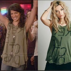 Free People (WeThe Free) Beaded Army Camo Olive Beaded Tank Top